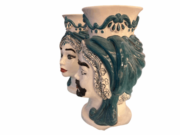 Coppia di teste di moro in ceramica artistica 40 cm - immagine 2
