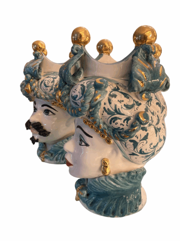 Coppia di teste di moro in ceramica artistica - immagine 3