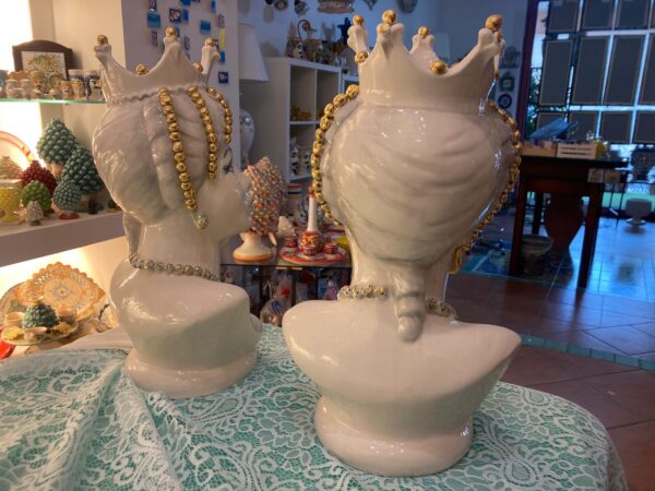Coppia di busti in ceramica artistica 43 cm - immagine 5