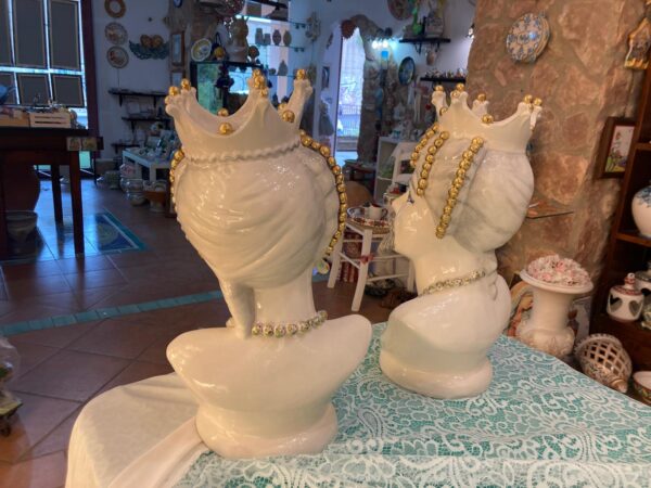 Coppia di busti in ceramica artistica 43 cm - immagine 4