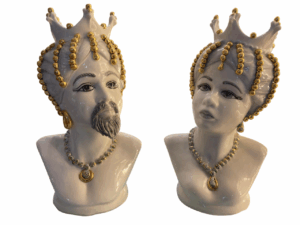 Coppia di busti in ceramica artistica 43 cm