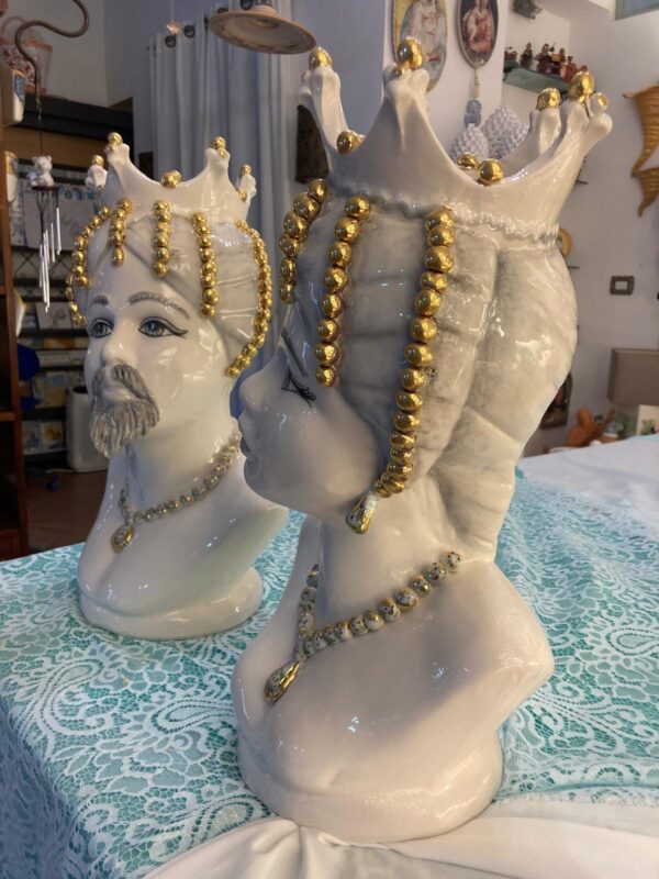 Coppia di busti in ceramica artistica 43 cm - immagine 3