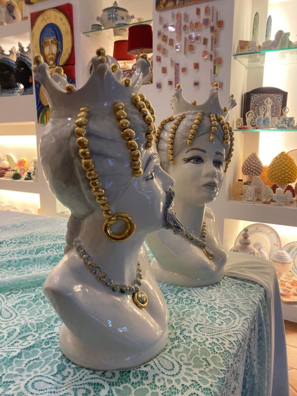 Coppia di busti in ceramica artistica 43 cm - immagine 2