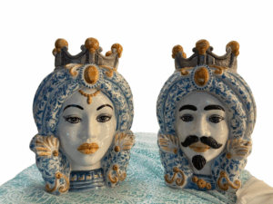 Coppia di teste di moro in ceramica
